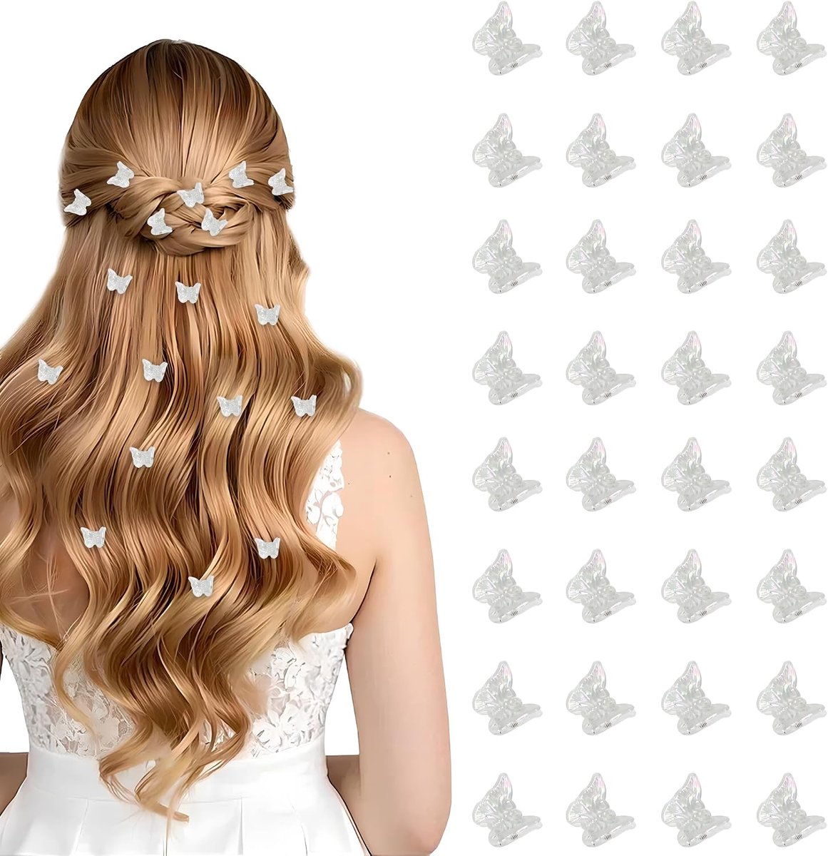 Haarspelden voor meisjes en dames, mini-haarspeldenset met 50 x vlinder, onzichtbare kleine haarklemmen voor kinderen, perfect voor dagelijks gebruik, feest, bruiloft als haarspelden