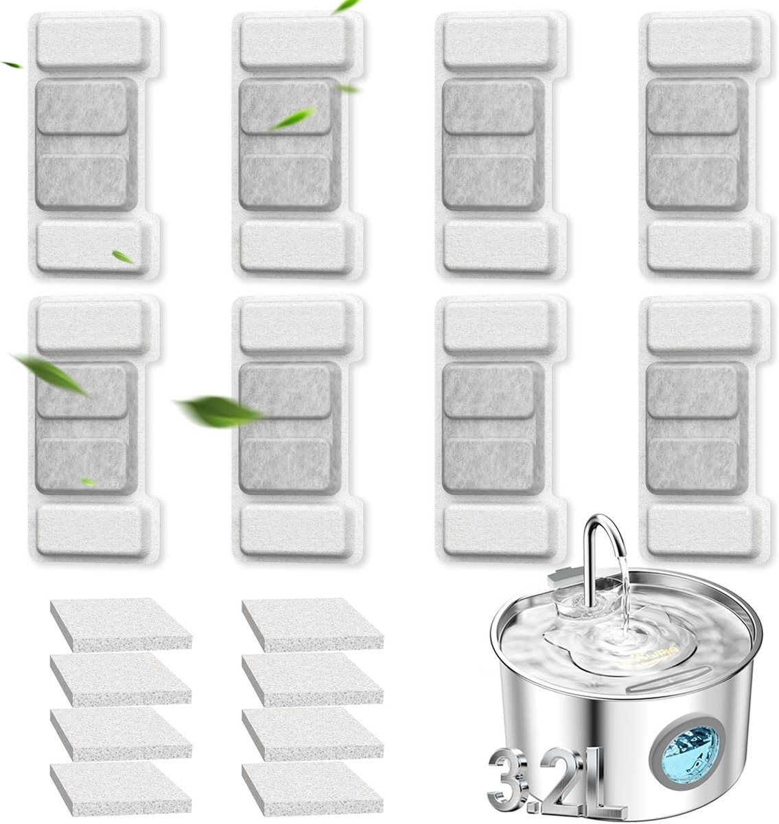 Drinkfontein Kat 8 Filters en 8 Sponsjes Cat Fountain Filter 16 Stuks Kattenfontein Filter 4 Maanden Set Drinkfontein Filter