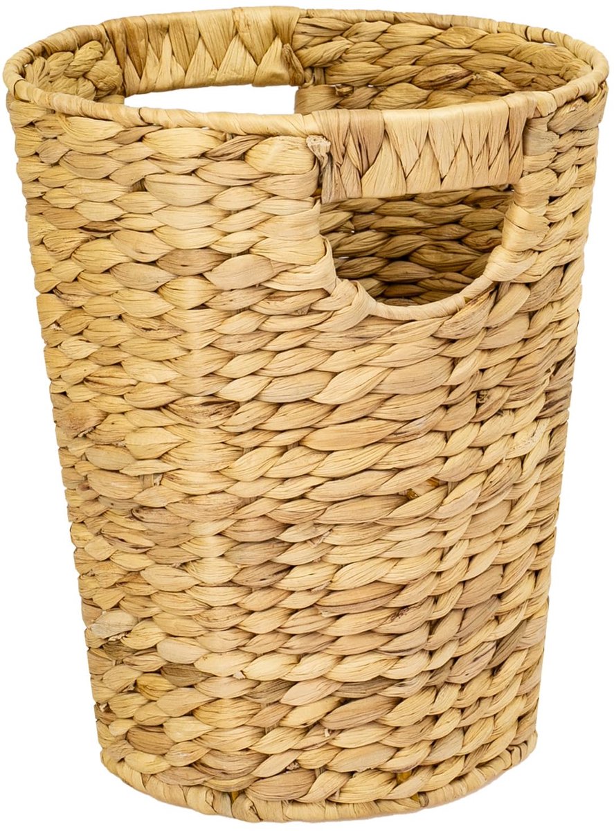 SnelShoppen - Afvalbak - Ronde Papierbak - Duurzaam - Gevlochten Waterhyacint - 25 cm Diameter - 30 cm Hoog - Voor Kantoor, Badkamer, Woonkamer, Kinde
