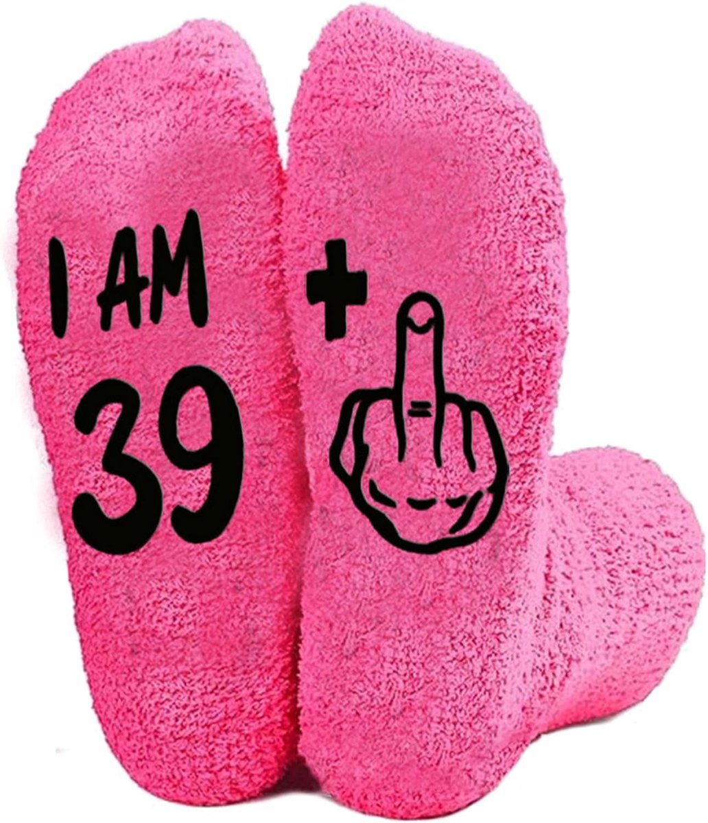 Sokken 40e Verjaardag Vrouw, Grappige Cadeau-Ideeën voor Vrouwen 40e Verjaardag, Polyester Knuffelsokken met Cupcake Verpakking