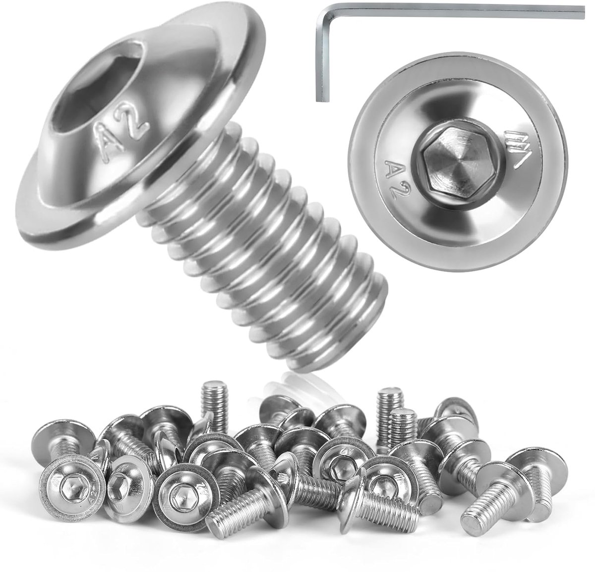 30 stuks M6 x 12 mm roestvrijstalen schroeven, roestvrijstalen schroeven, lenskopschroeven, binnenzeskant, M6 schroeven met binnenzeskantsleutel voor meubelinbouw, industriële ruimtes