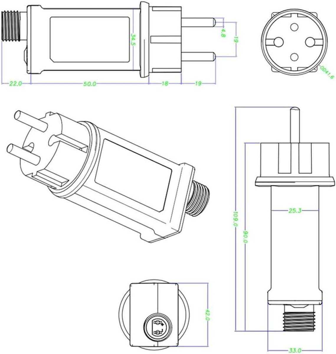 4,5 V lichtketting, voeding, adapter, IP44 waterdicht, led-voeding, transformator Kerstmis, 1 A, 4,5 W, voor laagspannings-led-adapter