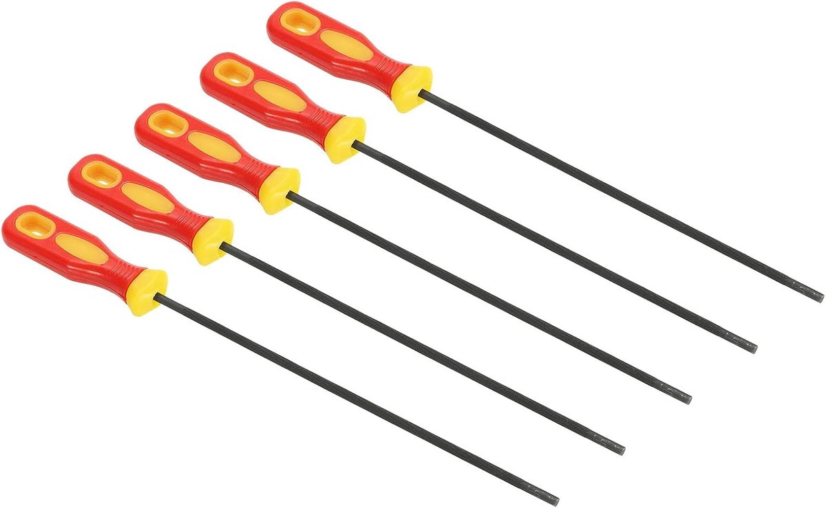 Vijl voor kettingzaag 5-pack 4,0 mm (5/32") Ronde ketting zaagslijpervijl met plastic handgreep voor kettingzaag Rood Geel