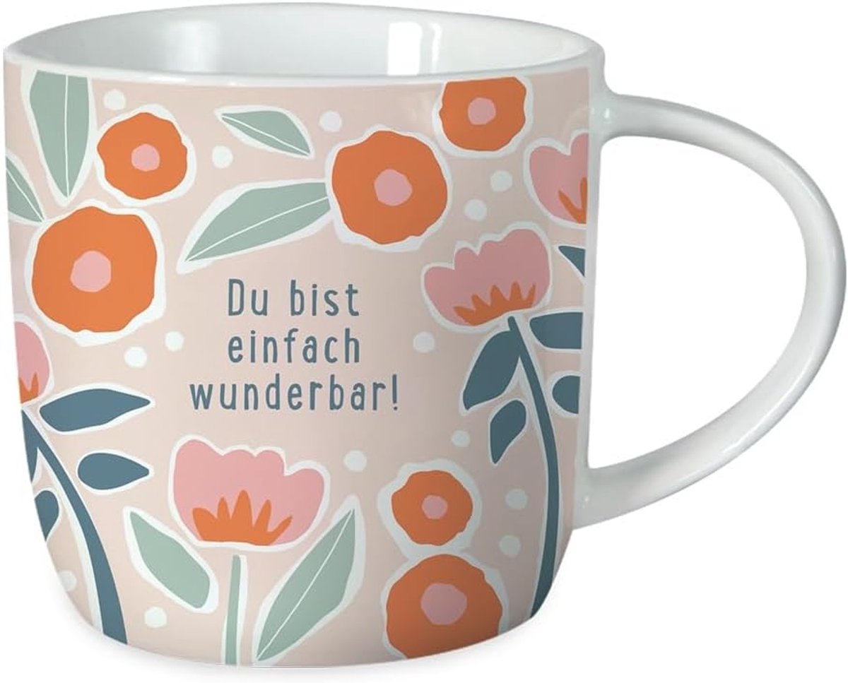 Koffiemok met spreuk 300 ml porseleinen mok Du bist einfach wunderlich