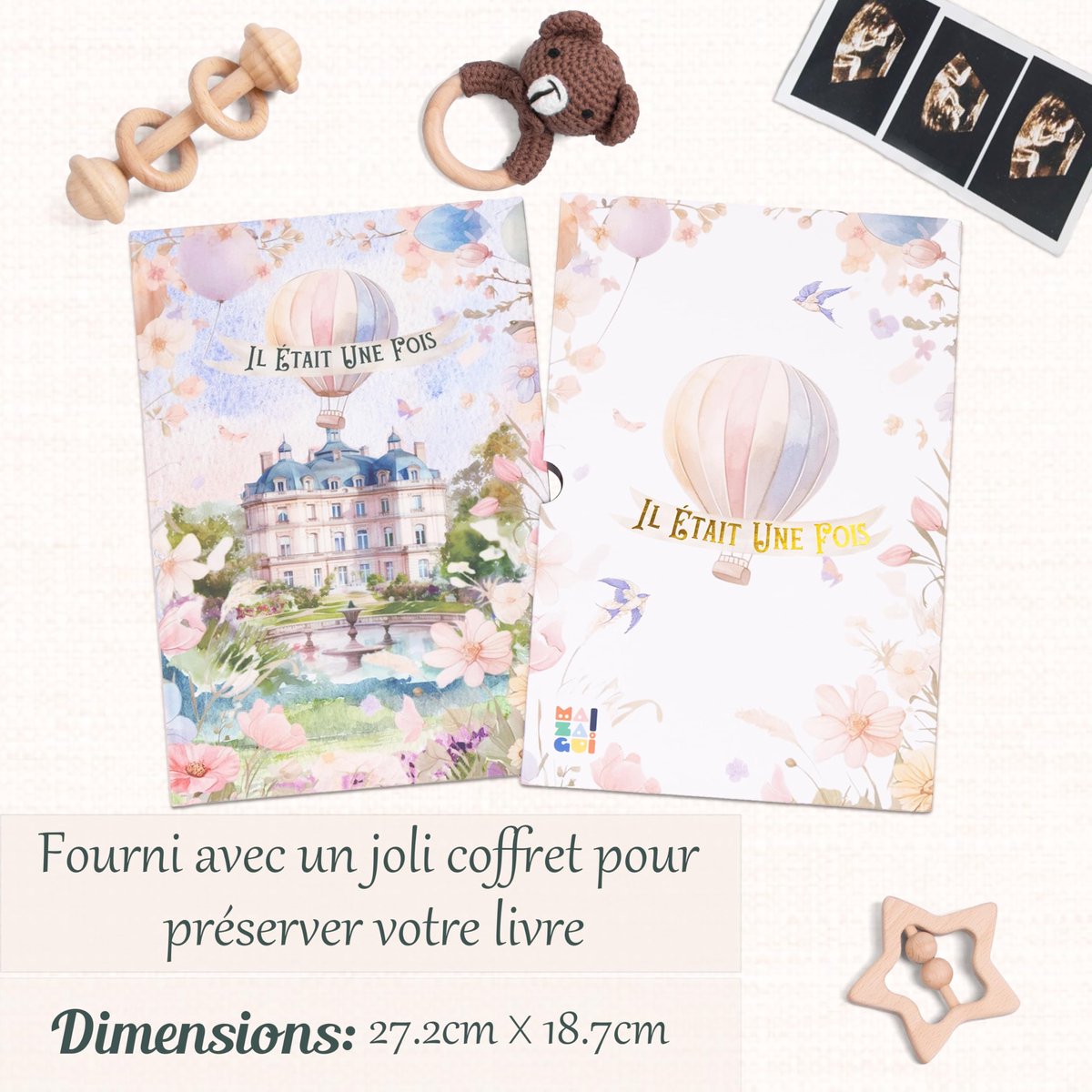 SnelShoppen - MAZAGUI Babyboek, 90 pagina's, gepersonaliseerd herinneringsalbum voor baby's, ideaal geboortecadeau voor meisjes en jongens, waardevoll