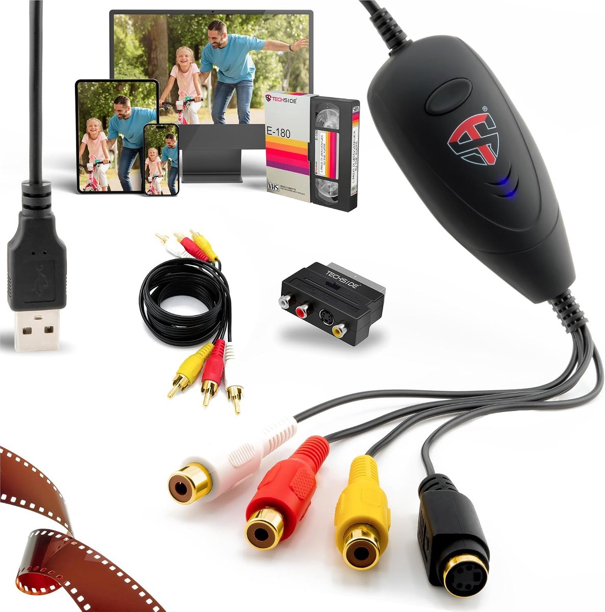 Video Grabber VHS 2026 - Scart + RCA - 1080p Plug and Play - Converteer analoge videobanden naar MP4 - SnelShoppen