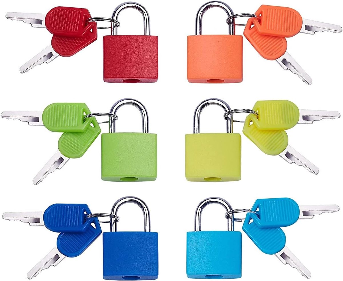 Mini-bagageslot 6 stuks - meerkleurig - hangslot met 2 sleutels - ideaal voor reizen - SnelShoppen