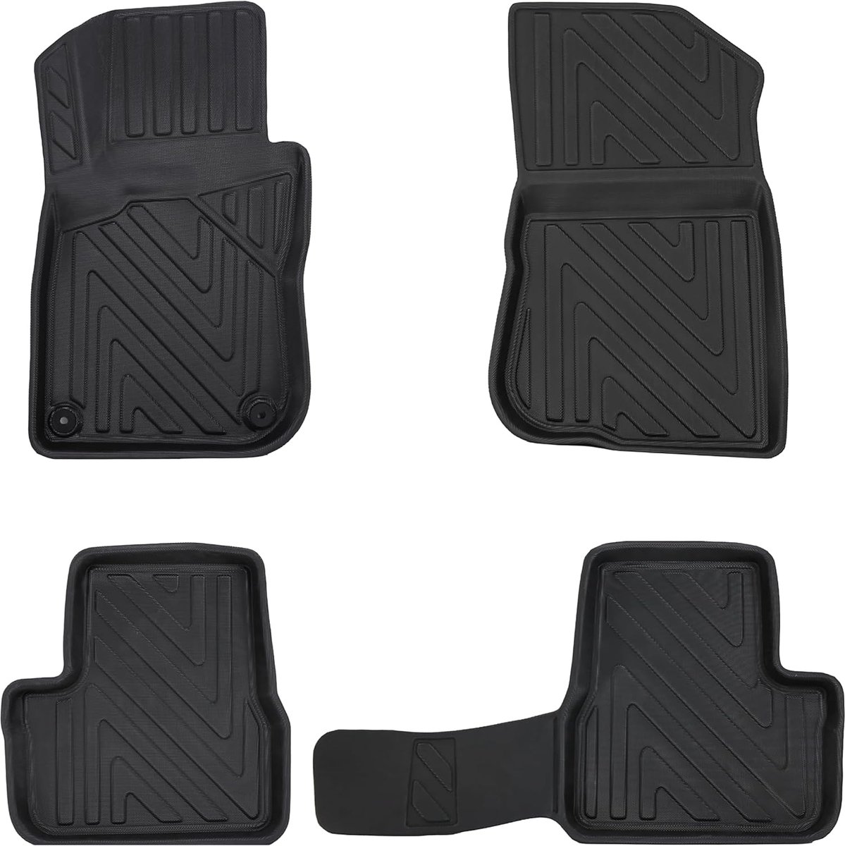 SnelShoppen - 3D Rubber Autovloermat Set voor Peugeot 2008 (1e Generatie) 2013-2019, Extra Hoge Rand 5 cm, Geurloos, Antislip, Rubber Vloermatten, TPE