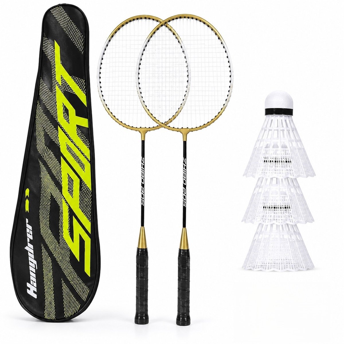 K&R Ventures® Badminton Set - 2 Badmintonrackets, 3 Shuttlecocks & Opbergtas - Lichtgewicht - Voor Binnen & Buiten