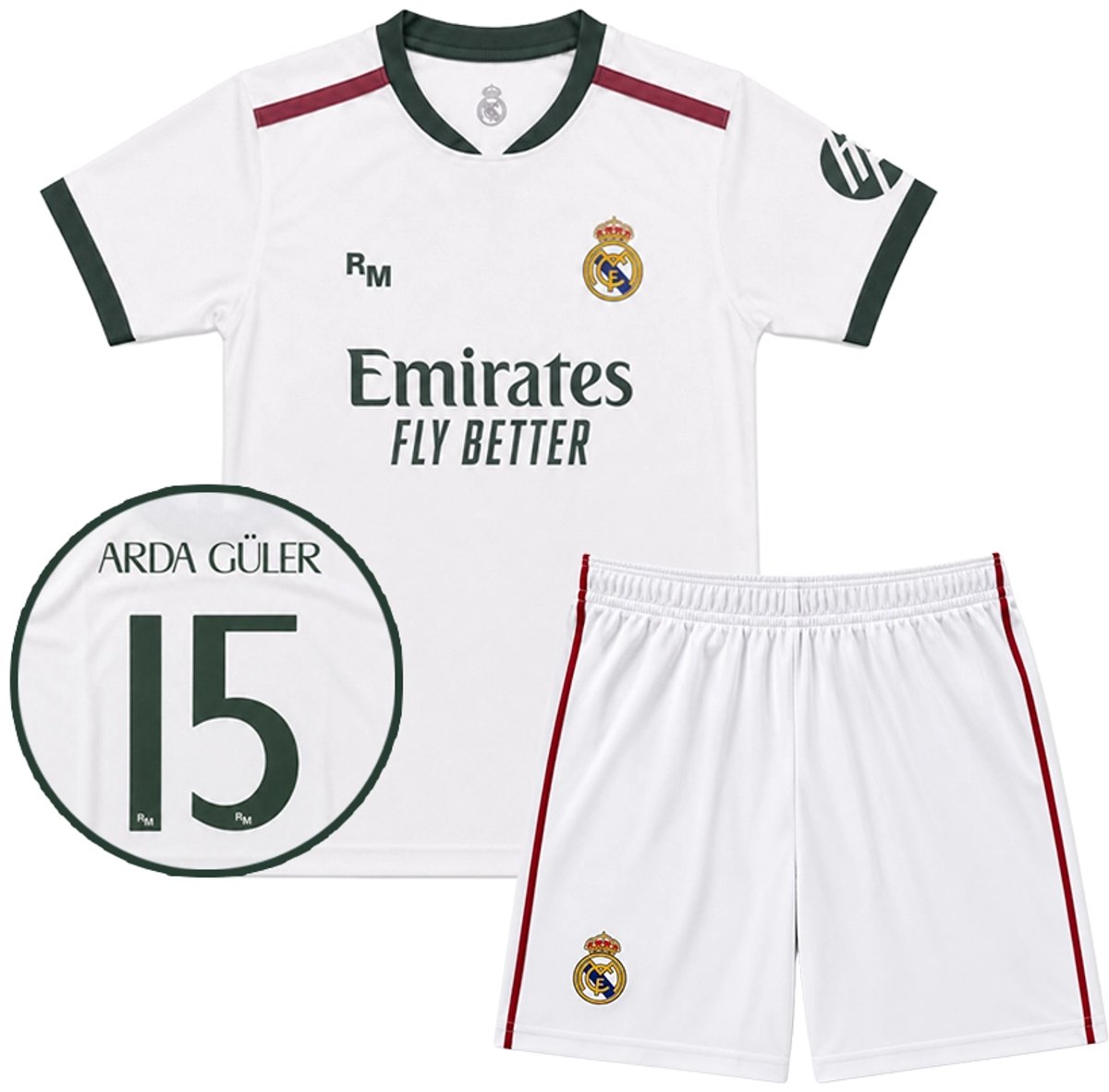Real Madrid Voetbaltenue - Arda Güler - Thuis Voetbal Tenue Kinderen - Maat 116 t/m 164 - Seizoen 2026/2027 - Shirt en Broekje - Jongens - Meisjes - Wit