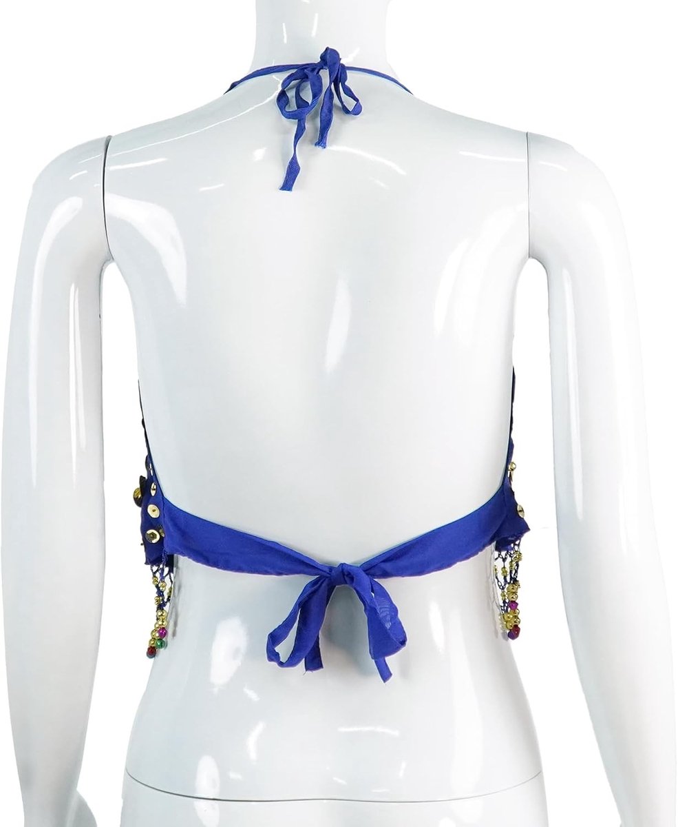 Belly Dance Top met Pailletten en Belletjes voor Vrouwen - Plum Patroon Dansoutfit voor Buikdansen en Optredens