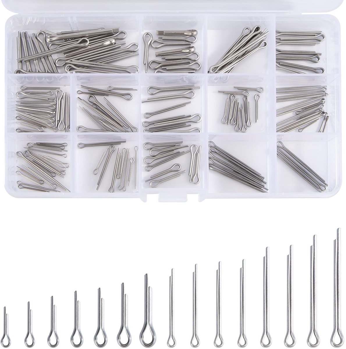 SnelShoppen - RVS Fuse Pins M1 M1.5 M2 M2.5 M3 Bouten Kit met Opbergdoos - 15 Maten - 150 Stuks - Corrosiebestendig en Duurzaam