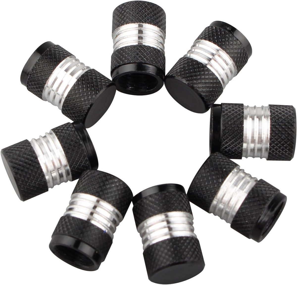 8pcs Aluminum Dust Caps Silver Round Customized Universal Tire Valves for Car Bike Motorbike with Schrader Valves - ShopVlot