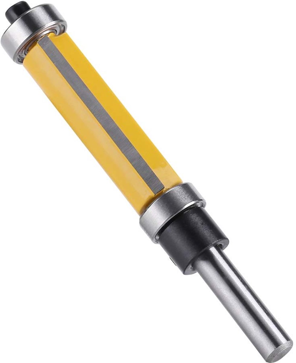 SnelShoppen - Frees Cutter 1/4 Inch Schacht - Flush Trim Frees met Boven- en Onderlager - 1-1/2 Inch Hoog - Harde Carbide Materiaal - Voor Houtbewerki