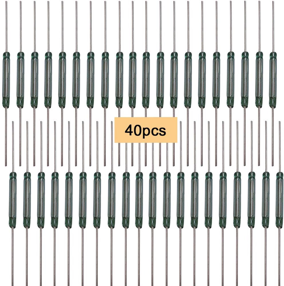 SnelShoppen - 40 Stuks Premium MKA-14103 AT10-15 Groene Glazen Tube Reed Switch, 2X14mm Normaal Open Magnetische Inductieswitch, Contact Magnetisch, I
