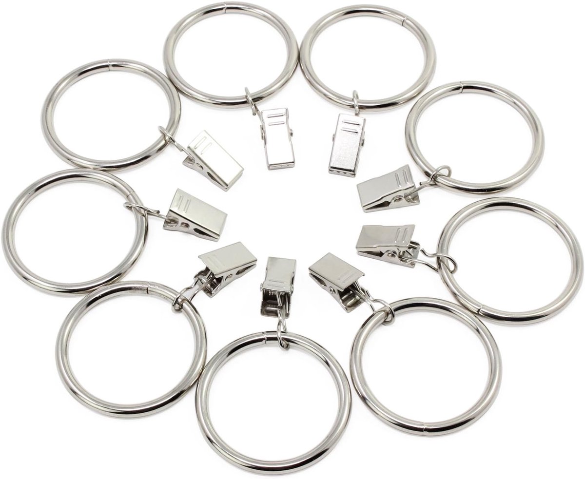 SnelShoppen - 20 Stuks 38MM RVS Zilveren Gordijnclipringen, Gordijnhaken voor Thuisdecoratie, Roestvrij, Duurzaam, Waterproof, Gemakkelijk te Installe