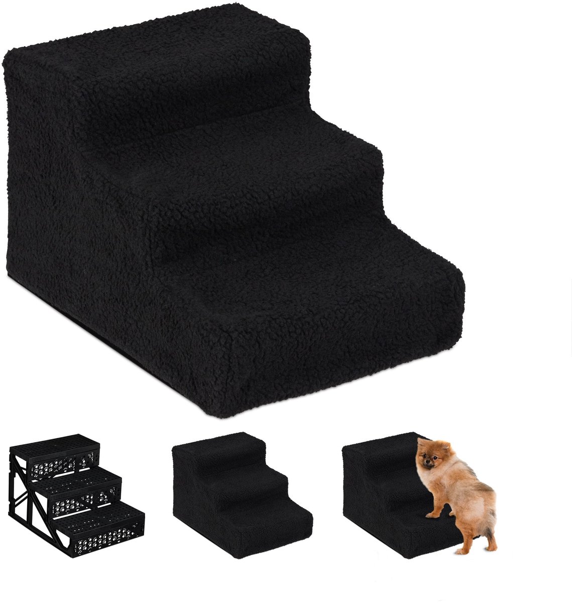 Omgoods - Honden Trap met 3 Treden voor Gemakkelijk Toegang (Zwart)