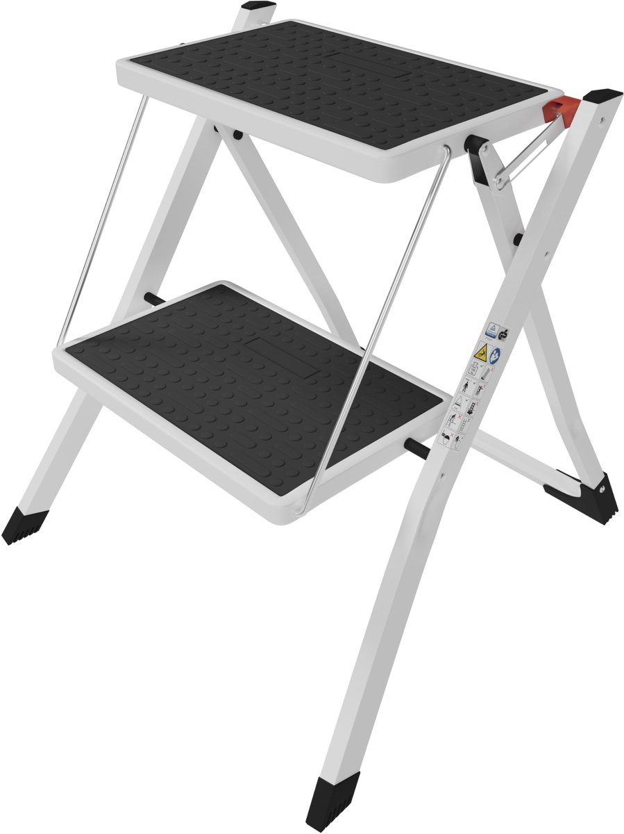 Omgoods - Compact Vouwladder met Antislip Mat en 2 Treden