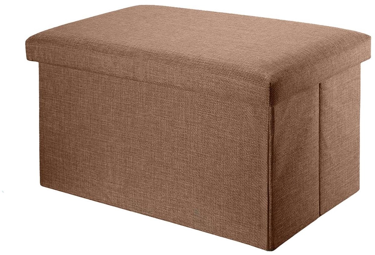 Omgoods - Vouwbare Zithocker met Opbergruimte 49x30x30 cm in Bruin