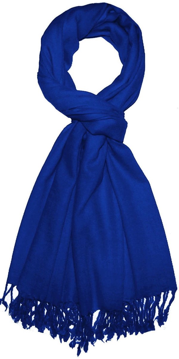 Omgoods - Luxe Sjaal van 50% Kasjmier en 50% Wol in Uni Blauw