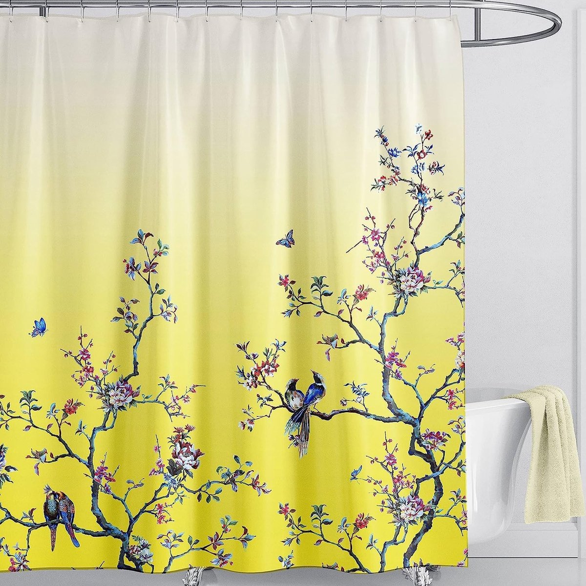 Omgoods - Waterdichte Douchescheiding met Bloemenprint 180 x 180 cm