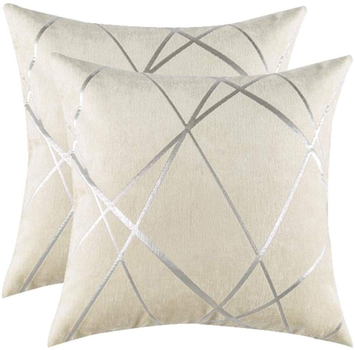 Omgoods - Luxe Velours Kussenhoezen Set van 2 - 55 x 55 cm in Ivoor