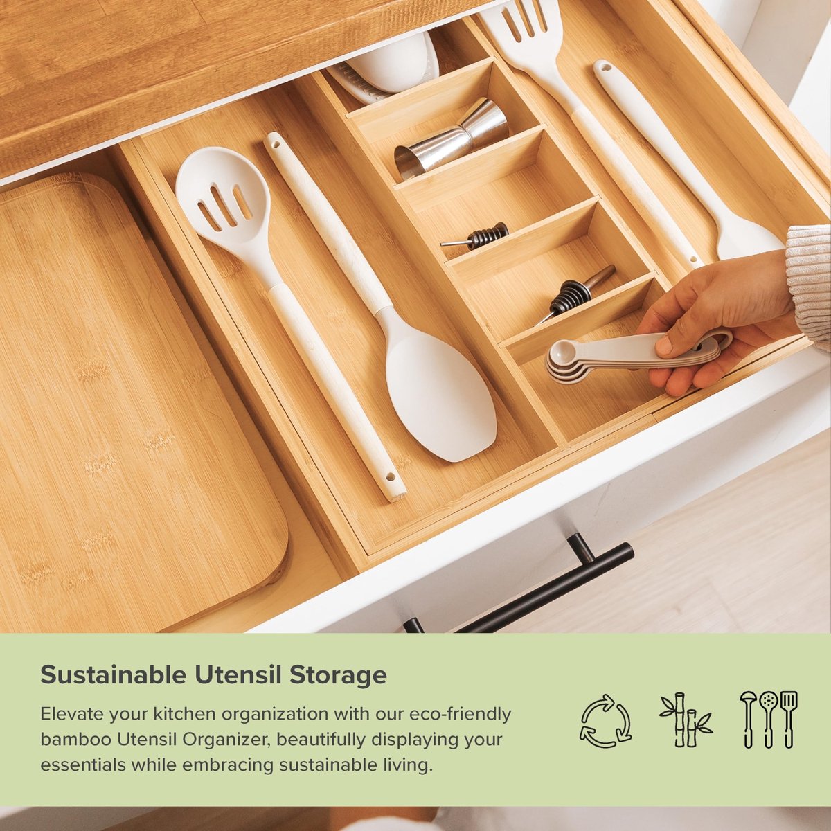 Omgoods - Verstelbare Keuken Lade Organizer voor Bestek, 9 Compartimenten