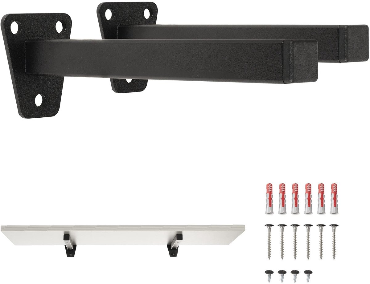 Omgoods - Industriële Steunbeugels voor Planken met Schroeven, Zwart, 25 cm