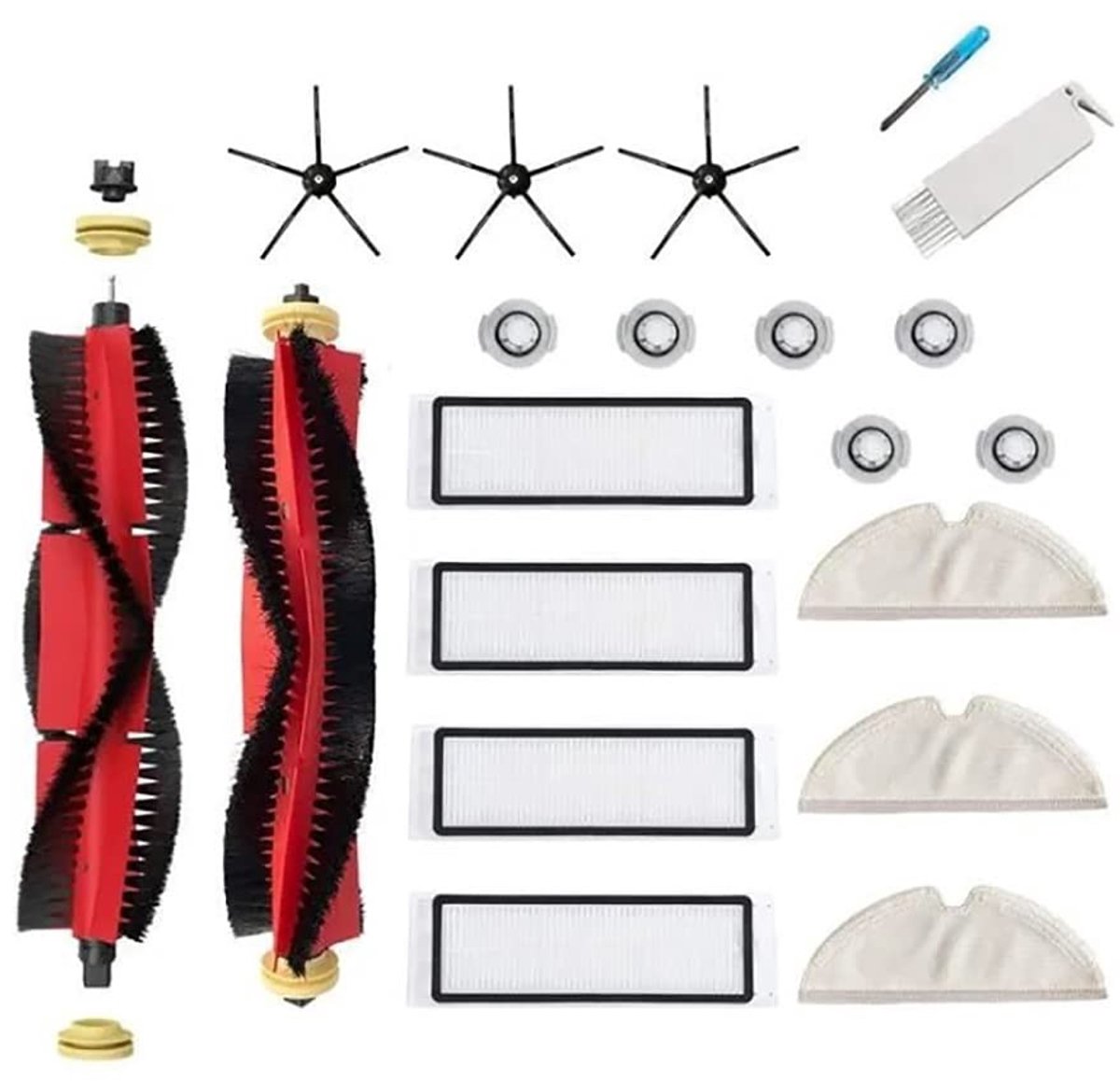 Omgoods- Borstel Accessoire Kit 20 Stuks - Vervangende Onderdelen - Side Borstel - Filter - Mop Doek - Geschikt voor S5/S6/S50/S51/E25/E20/E35 - Stofzuigeraccessoires