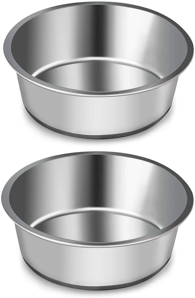 Omgoods - RVS Hondenvoer- en Waterbak met Antislip Onderkant, Set van 2