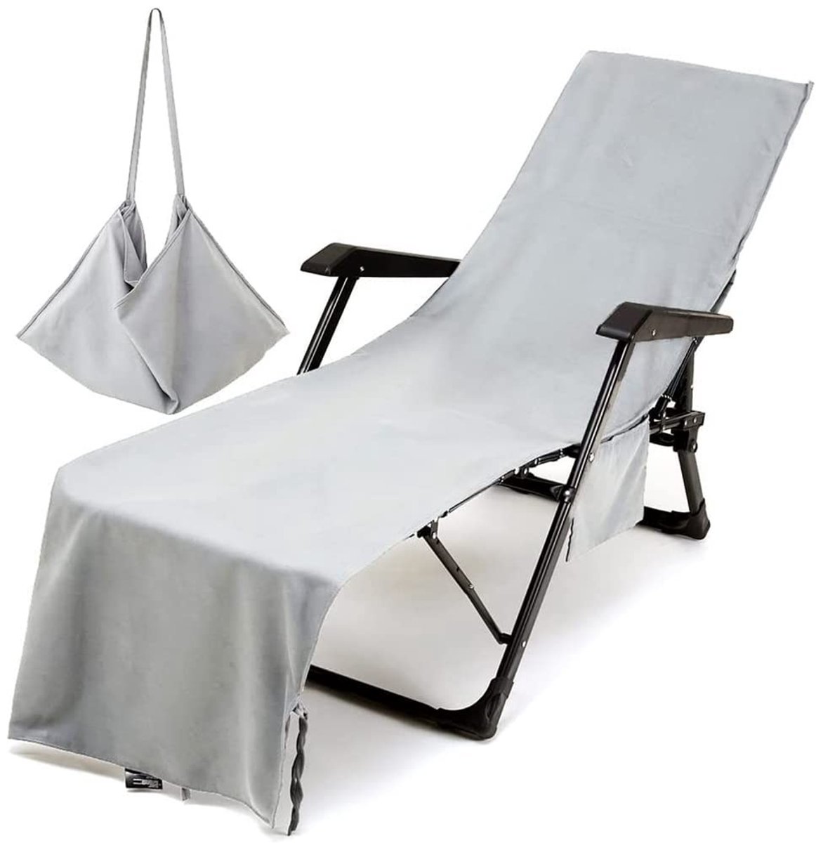 Omgoods - Microfiber Strandhanddoek met Zijvak voor Strand en Zwembad