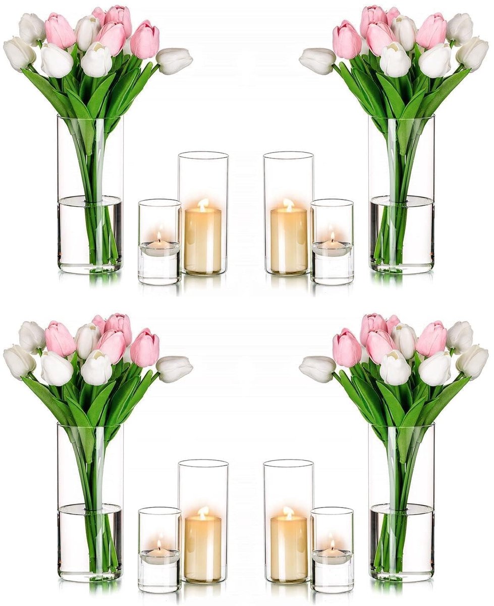 Omgoods - Set van 3 Heldere Glas Hurricane Kaarsenhouders