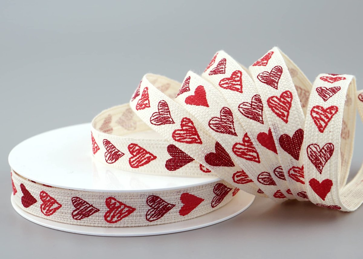 Omgoods - Decoratieve Katoenen Ribbons met Hartjespatroon voor Cadeaus