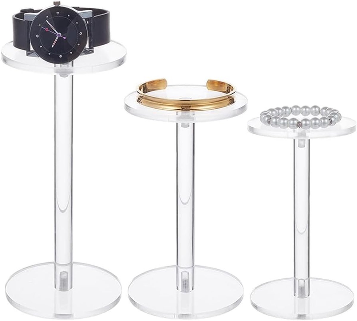Omgoods - Set van 3 Heldere Acryl Displaystands voor Sieraden en Fotografie