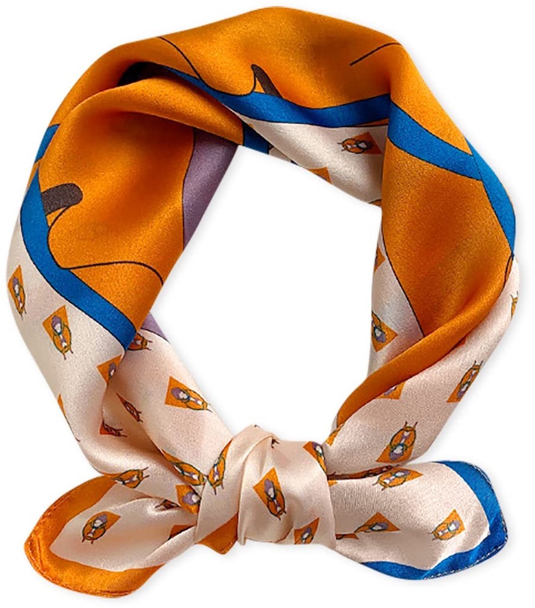 Omgoods - Zijden Sjaal voor Vrouwen met Houndstooth Patroon en Paardenprint
