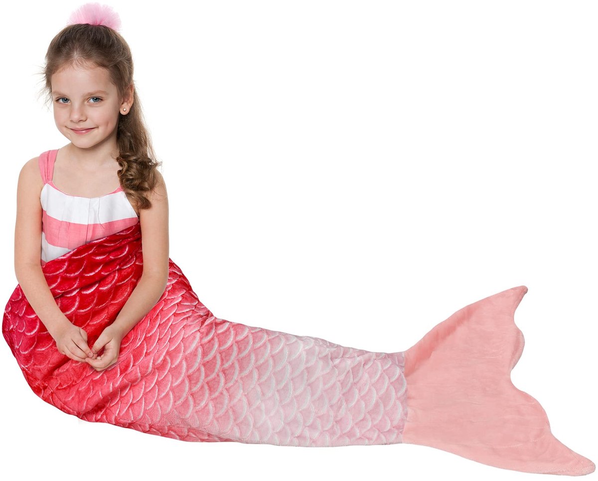 Omgoods - Classy zeemeermin dekbed, knuffeldeken, 155 x 48 cm, voor binnen en buiten