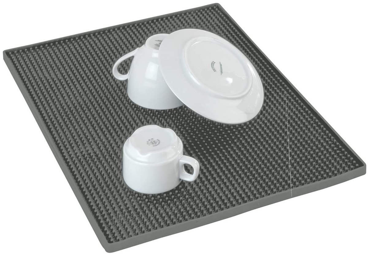 Omgoods - Grote Afwasmat voor Servies en Glazen, 40 x 30 cm, Grijs