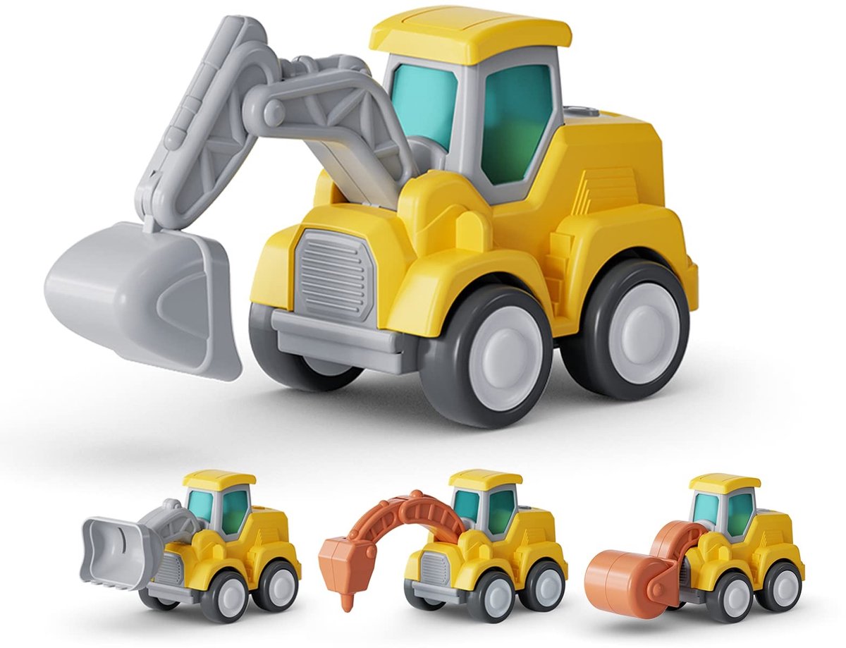 Omgoods - Constructiespeelgoed Set met 4 Voertuigen voor Kinderen