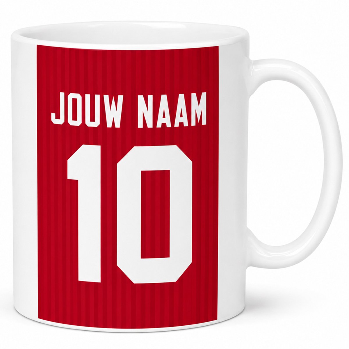 Voetbalmok Allstar Collection – Kleur Rood – Gepersonaliseerde Mok met Naam en Rugnummer – Voetbal Mok – 325 ml