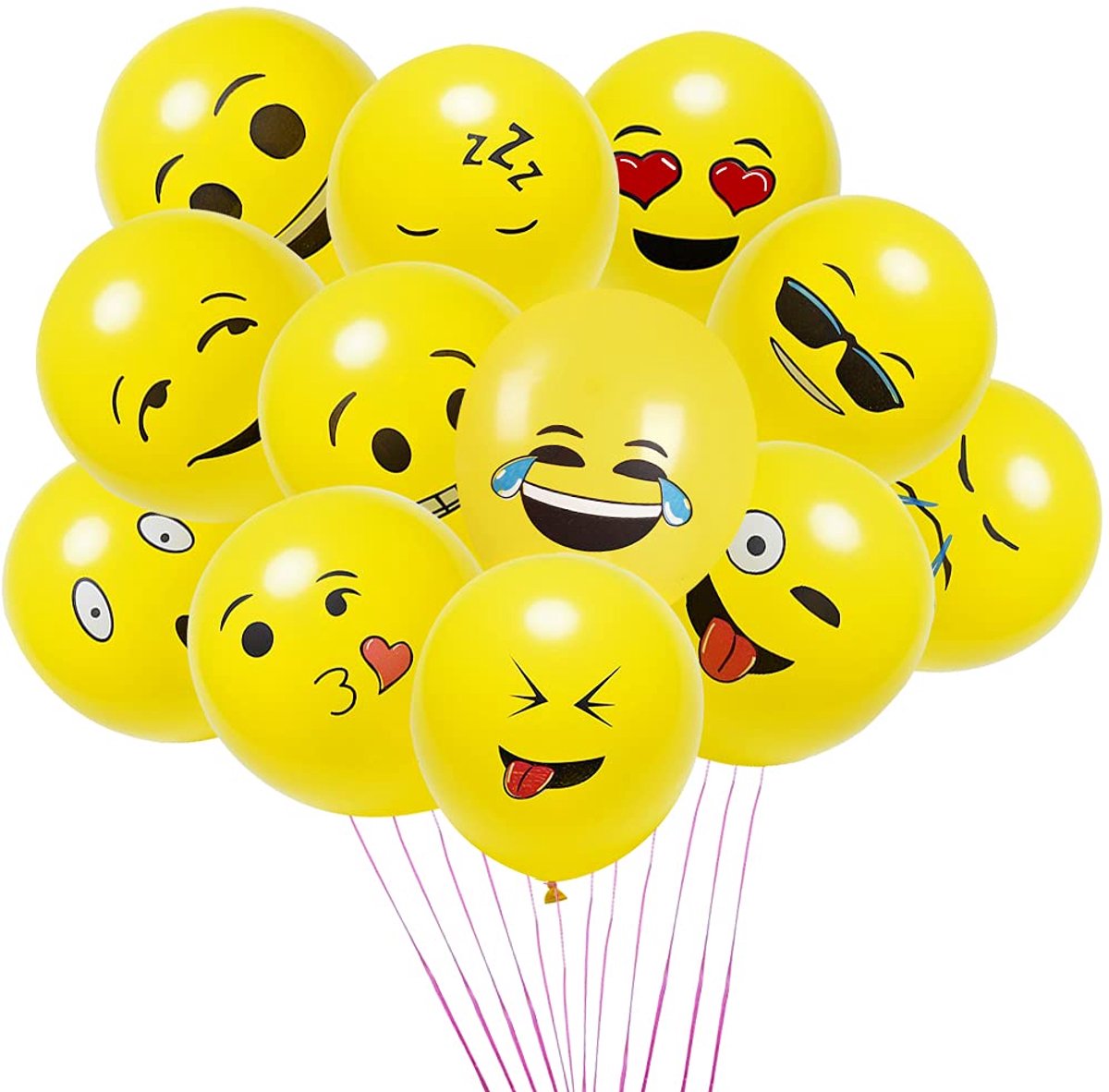Omgoods - 100 Stuks Emoticon Ballonnen - Ronde Latex Ballonnen voor Verjaardagsdecoratie
