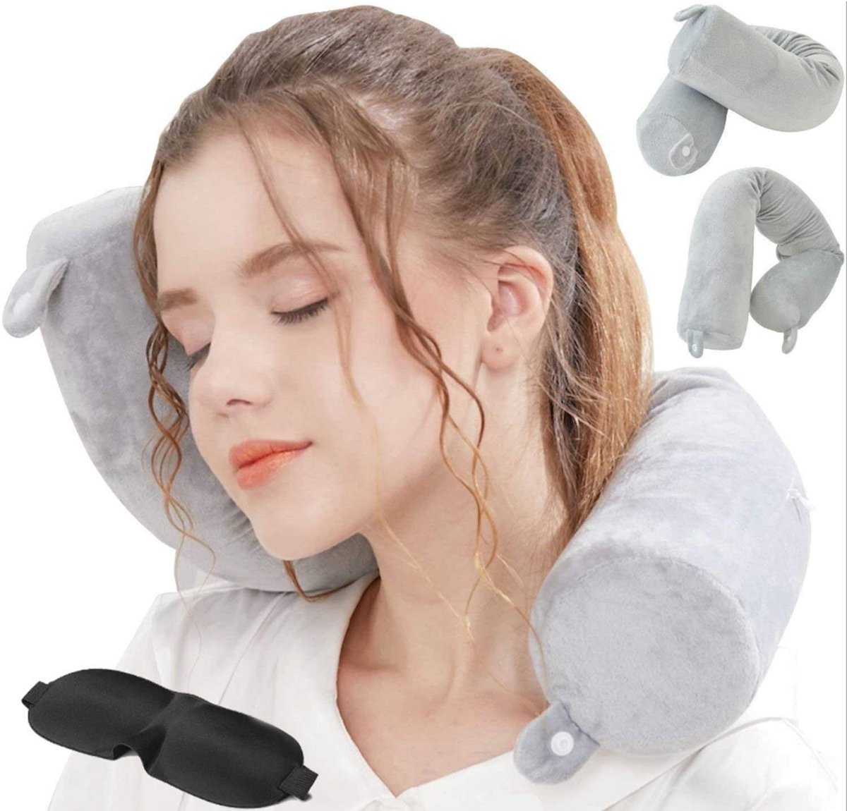 Omgoods - Verstelbaar Travel Pillow van Memory Foam - Ondersteuning voor Nek, Kin, Taille en Benen