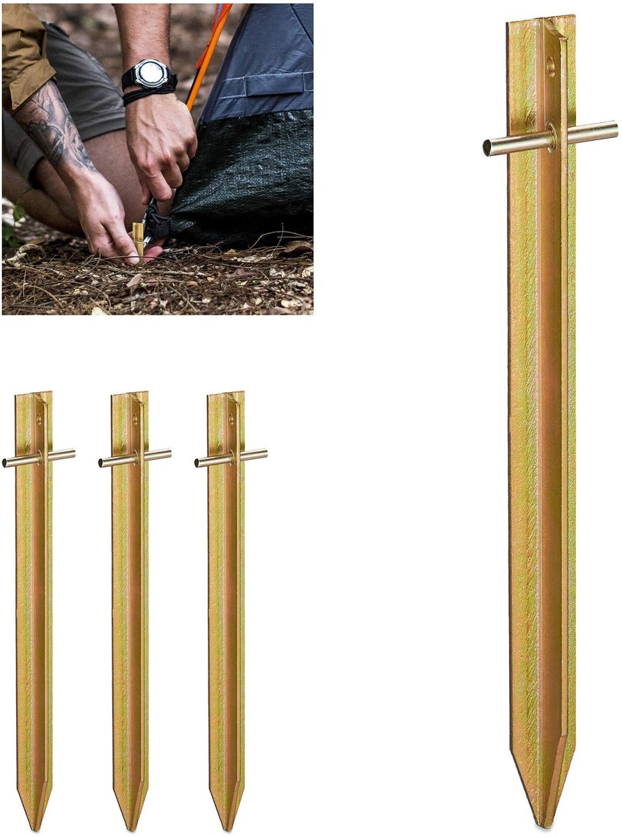 Omgoods - Set van 4 Stalen Tentstokken van 30 cm voor Zacht en Hard Ondergrond
