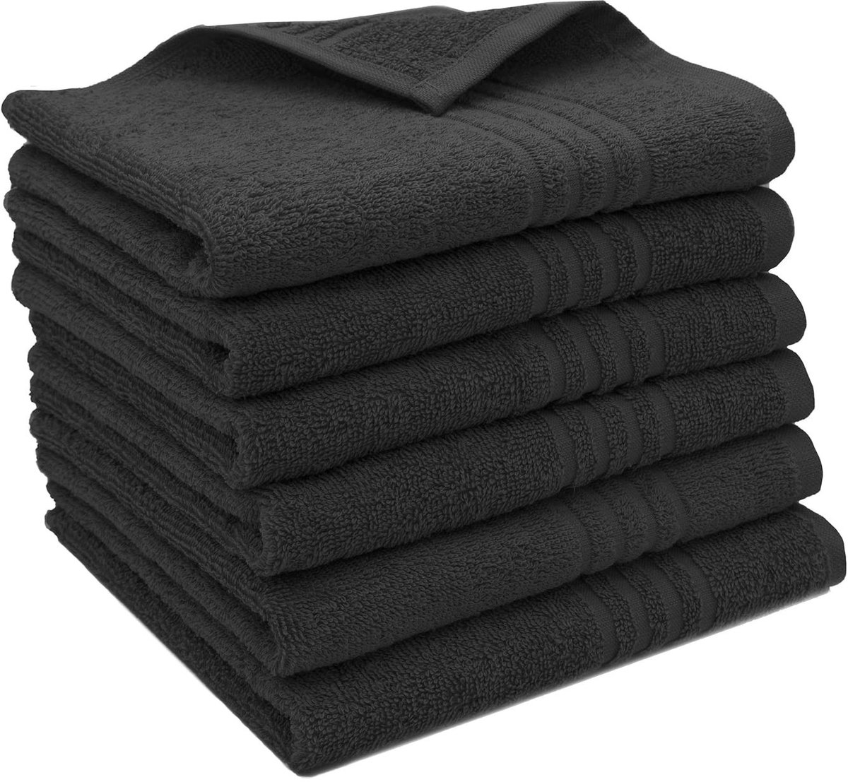 Omgoods - Set van 6 Gastendoeken - 100% Katoen, 40x60 cm, Zwart