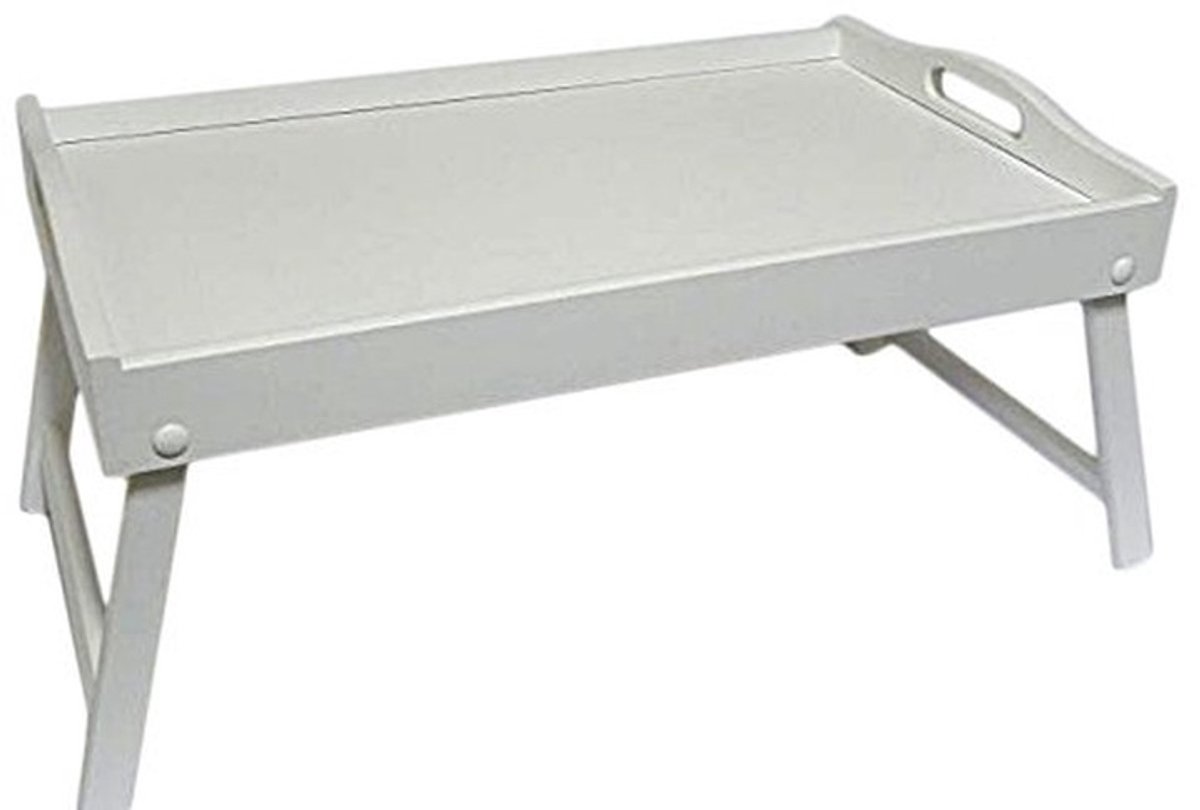 Omgoods - Houten Bedlade met Inklapbare Poten voor Ontbijt op Bed Wit