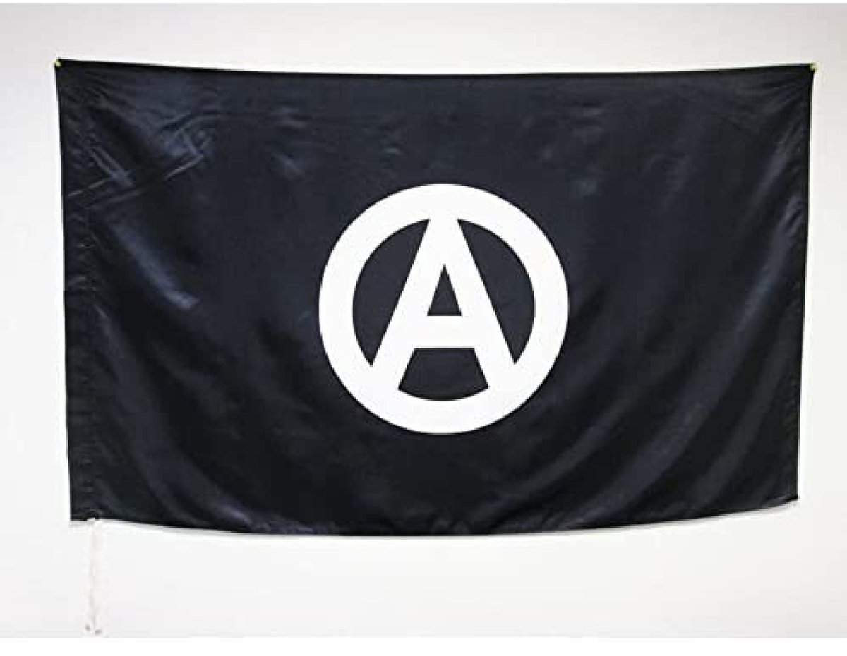 Omgoods - Anarchievlag in Satin met Oog voor Paal