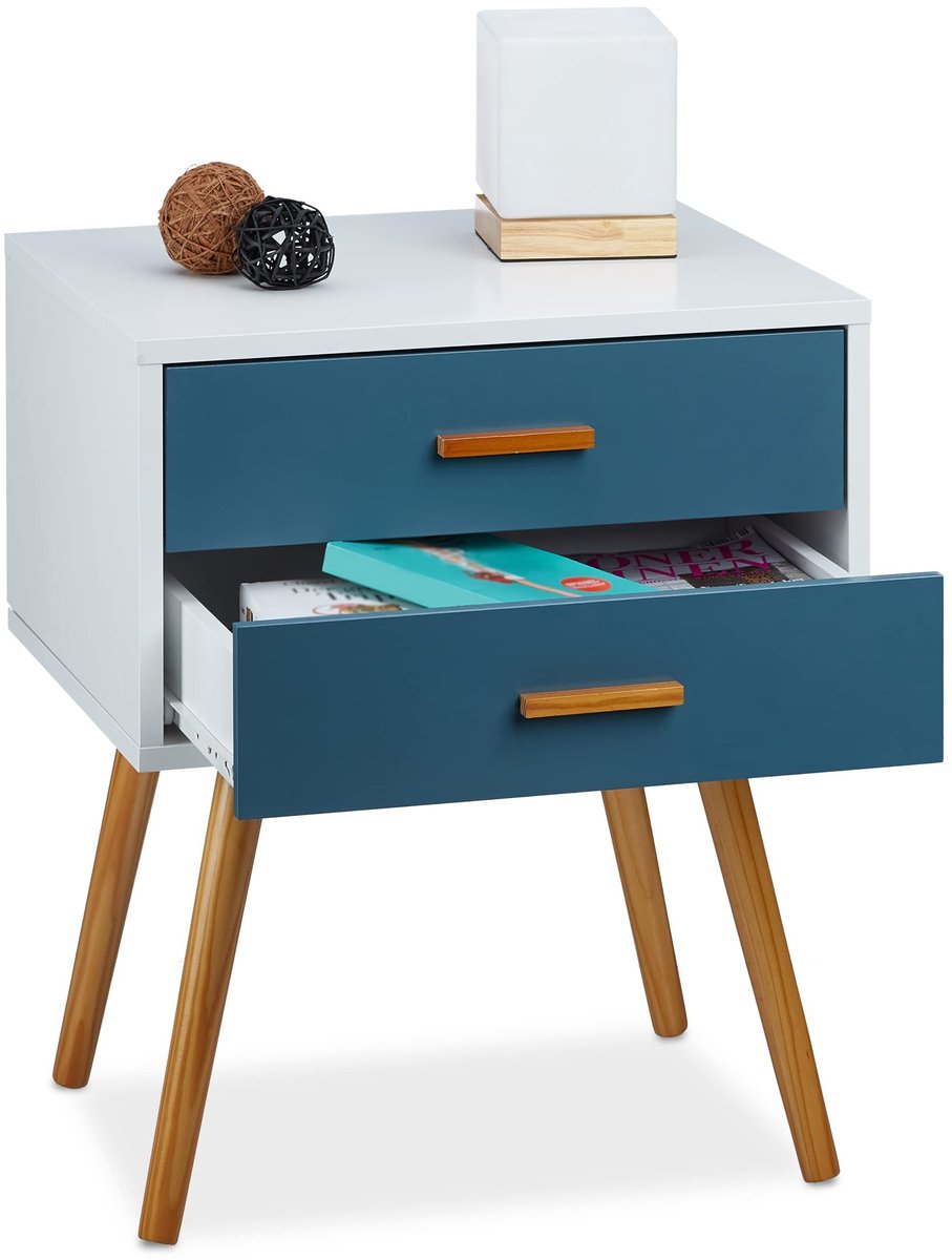 Omgoods - Scandinavische Side Cabinet met 2 Lades, Retro Design