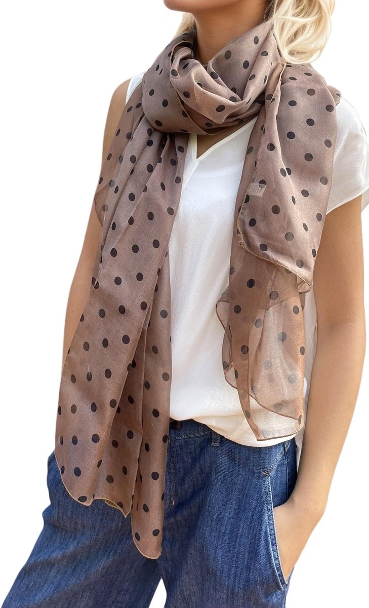 Omgoods - Lichte Zijden Sjaal met Polka Dots voor Lente en Zomer