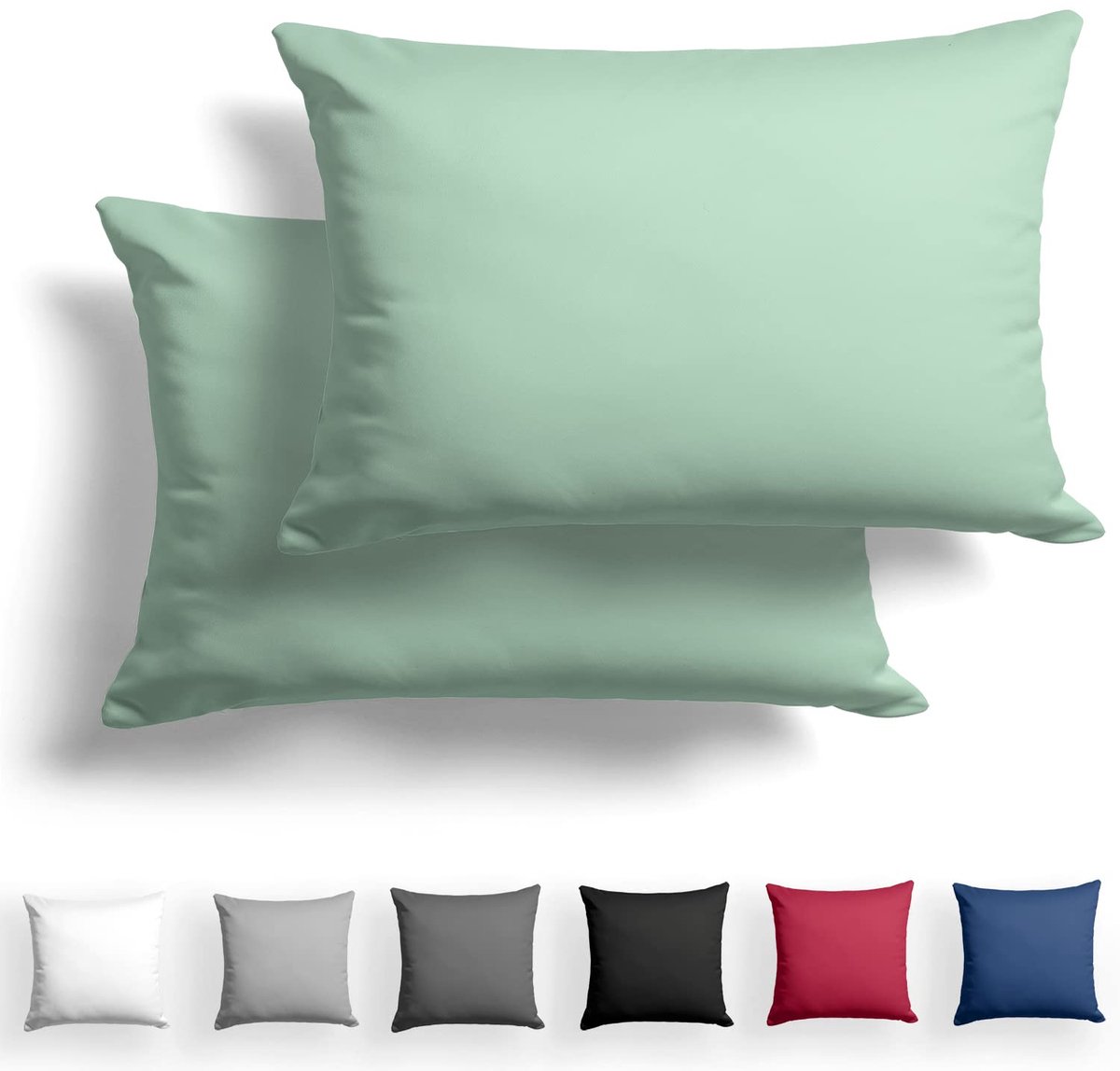 Omgoods - Mako Satin Kussenslopen - 2 Stuks 100% Katoen - 40x60 cm Groen