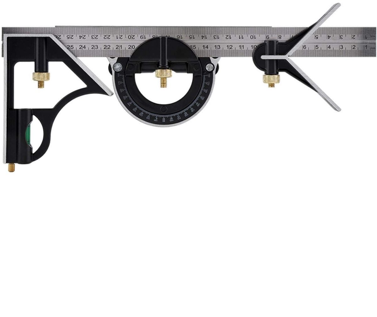 Omgoods- Combinatieliniaal 300mm - Verstelbare Hoekliniaal - Multifunctionele Meetinstrument - Roestvrij Stalen Liniaal - Hoogte-instelling Zaagblad - Duurzaam Ontwerp - Meetliniaal