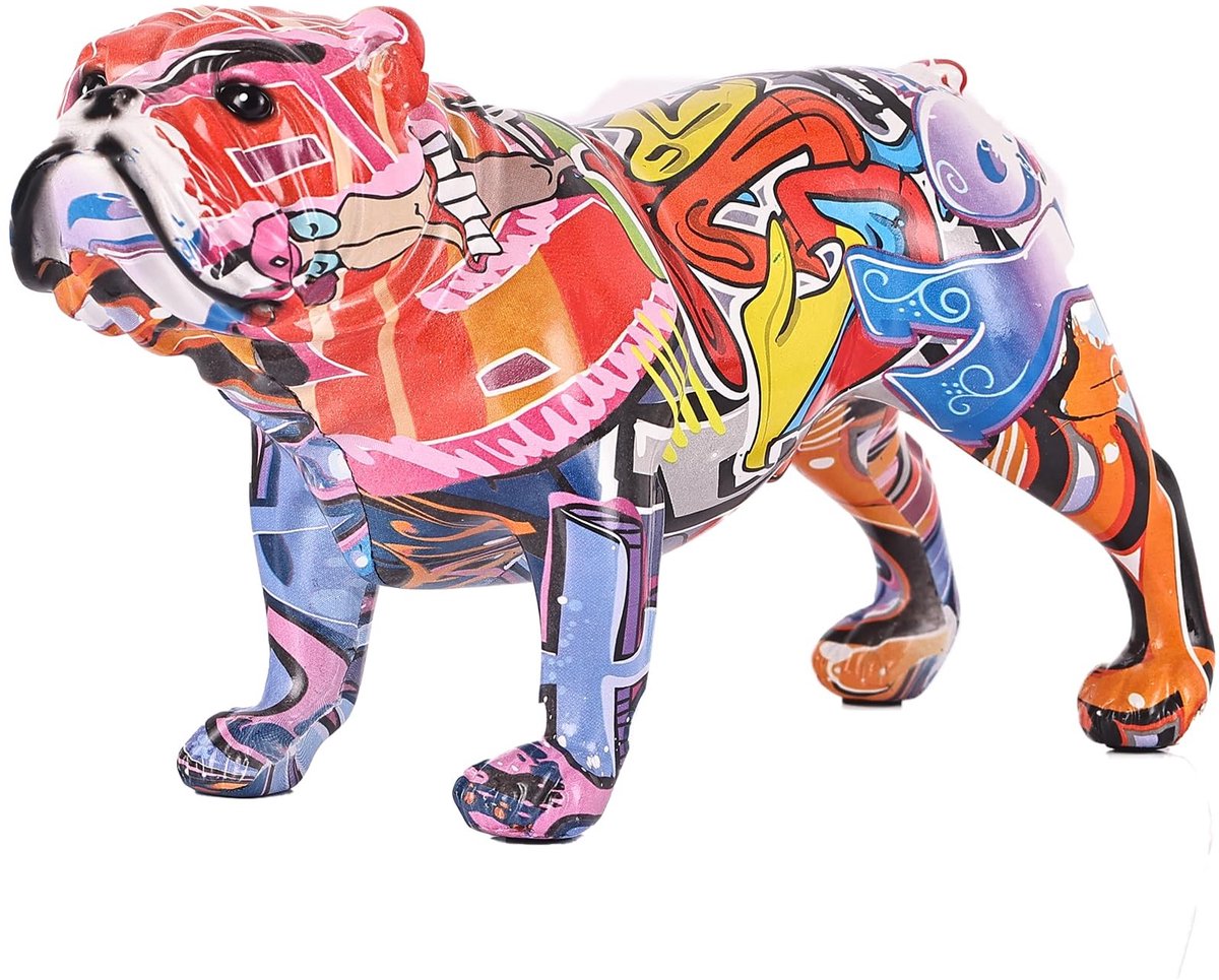 Omgoods - Creatieve Kleurige Engelse Bulldog Beeld voor Hu decoratie